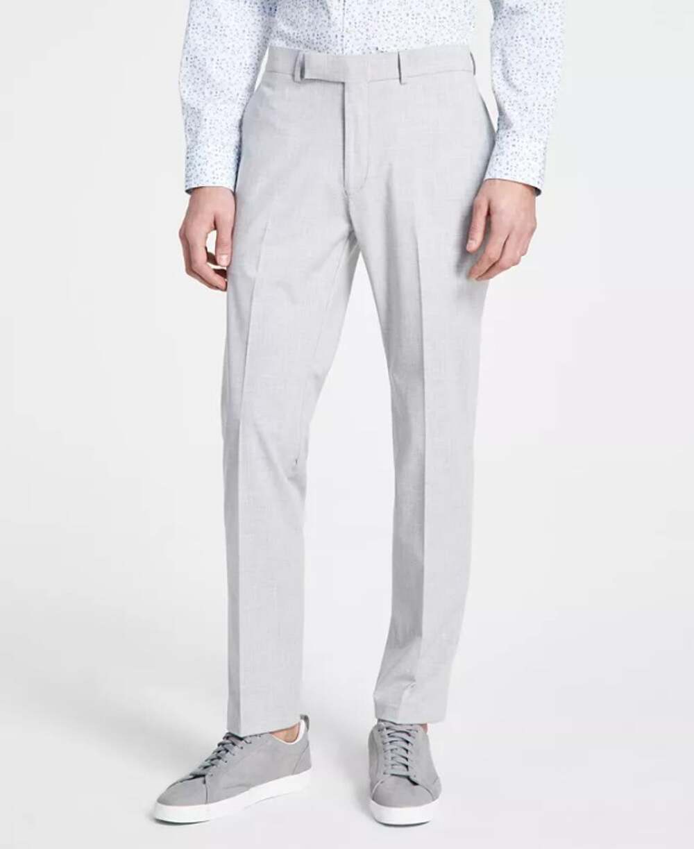 Kenneth Cole Reaction Men's Silver Gray Formal Slim-Fit Dress Pants Size 37W 32L